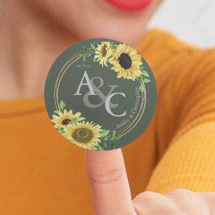Sticker Rond Moss Green ・ Elégant Mariage moderne