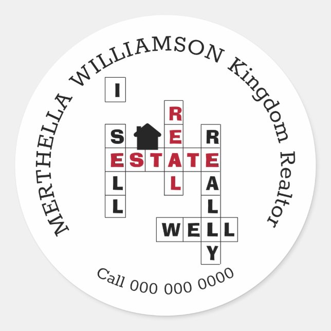 Sticker Rond Mot de passe élégant Je VENDS IMMOBILIER (Devant)