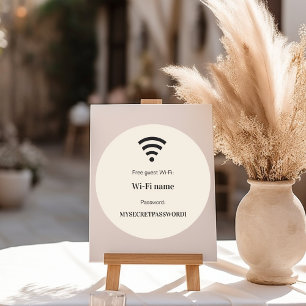 Sticker Rond Mot de passe réseau wifi client invité beige