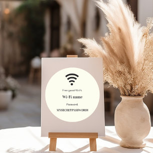 Sticker Rond Mot de passe réseau wifi client invité ivoire