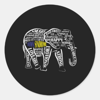 Sticker Rond Mot de sensibilisation au syndrome de Down Elephan