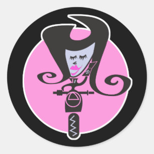 Sticker Rond motard chic scooter rétro
