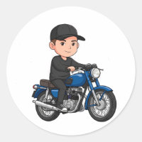🏍️ Motard de dessin animé rétro Moto classique am