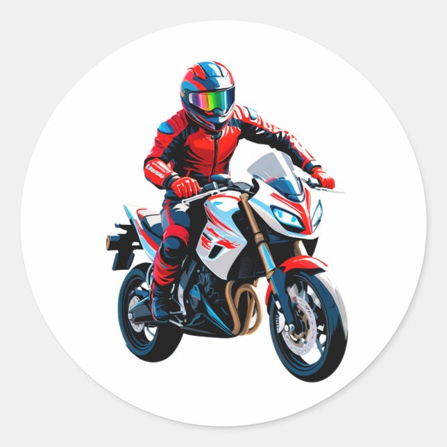 Sticker Rond 🔥 Motard Élégant Rue Audacieuse Vitesse  (Devant)