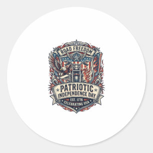Sticker Rond Motard Patriotique Patriote Route Liberté Patriote