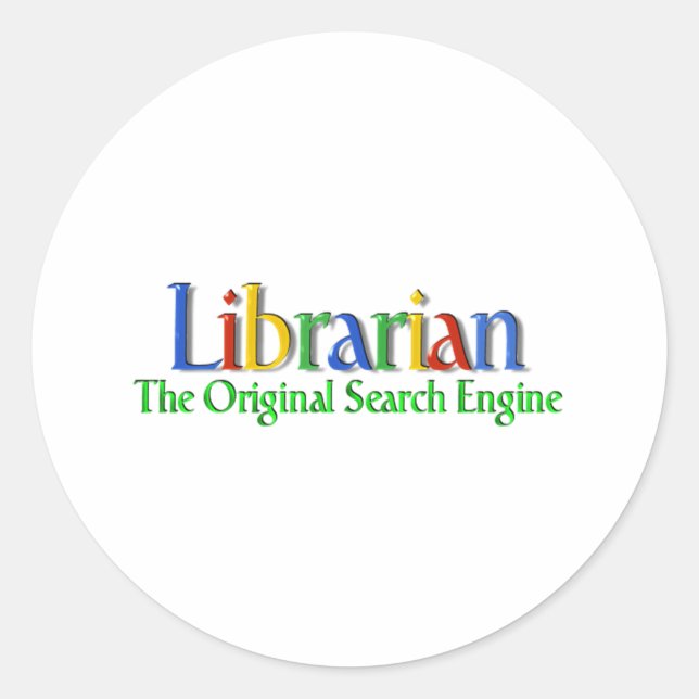 Sticker Rond Moteur de recherche original du bibliothécaire (Devant)