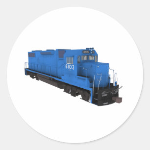 Sticker Rond Moteur de train bleu :