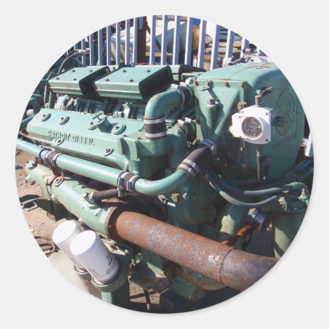 Sticker Rond Moteur diesel marin (Devant)