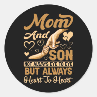 Sticker Rond Mother Art | Mom and Son Heart To Heart Birthday