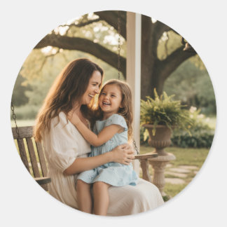 Sticker Rond Mother daughter love photo mothers day family gift