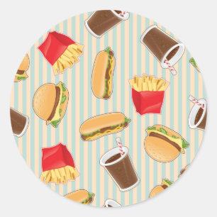 Sticker Rond Motif 2 d'aliments de préparation rapide