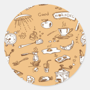 Sticker Rond Motif 2 de petit déjeuner