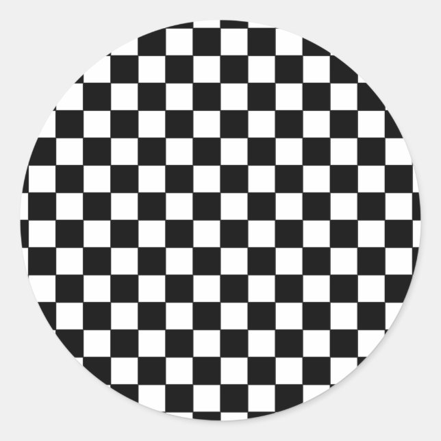 Sticker Rond motif à chèque noir (Devant)