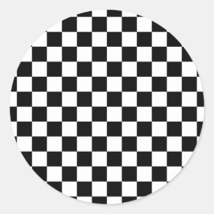 Sticker Rond Motif à damiers noir et blanc