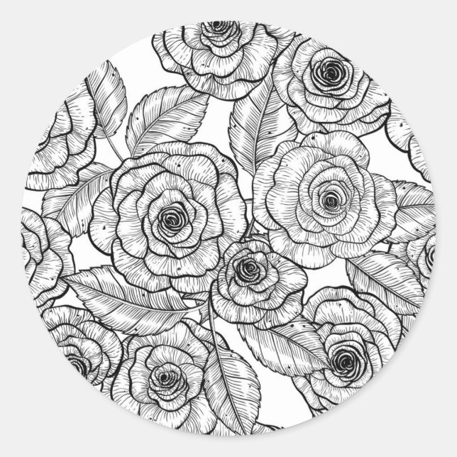 Sticker Rond motif à main rose (Devant)