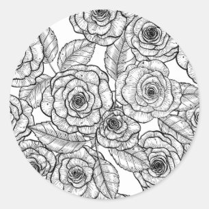 Sticker Rond motif à main rose