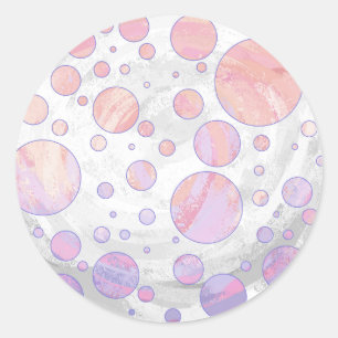Sticker Rond Motif à points rose clair