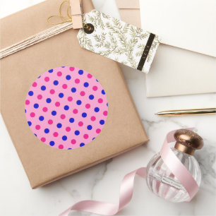 Sticker Rond Motif à pois rose bleu rose