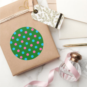Sticker Rond Motif à pois vert rose bleu