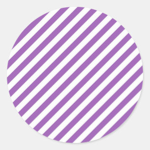 Sticker Rond Motif à rayures violettes et blanches diagonales