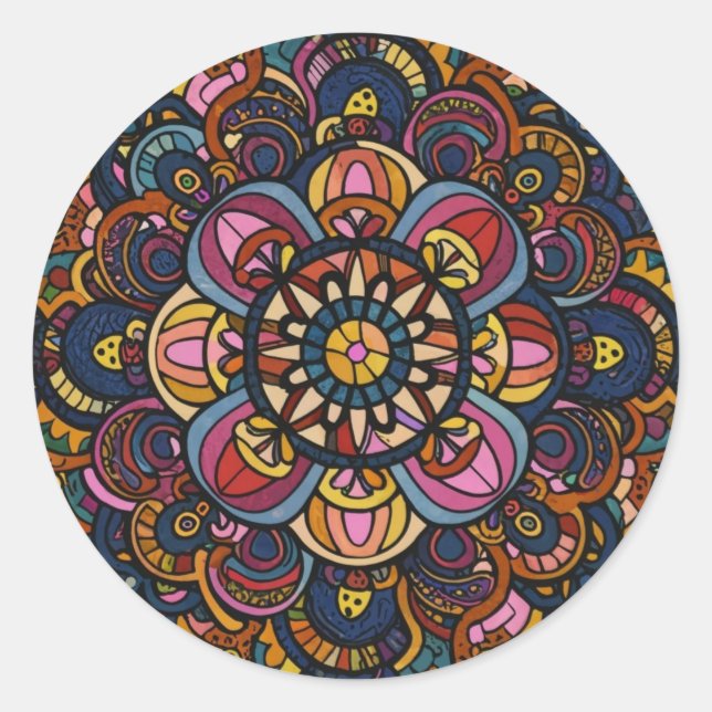 Sticker Rond Motif Abstrait coloré (Devant)