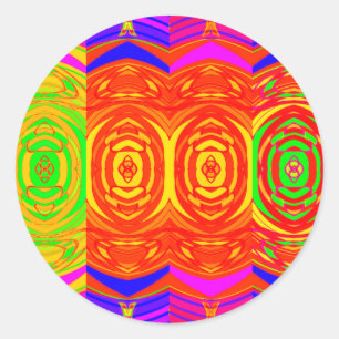 Sticker Rond Motif Abstrait de Couleurs Néon