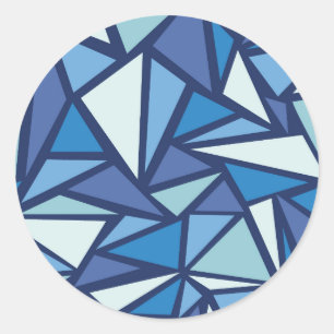 Sticker Rond Motif Abstrait de glace bleue