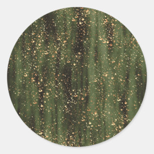 Sticker Rond Motif Abstrait d'étincelles vert et or