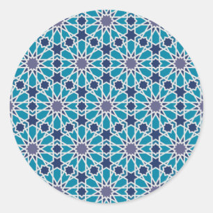 Sticker Rond Motif Abstrait En Bleu Et Gris