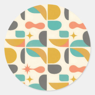Sticker Rond Motif Abstrait Moderne du Milieu du Siècle