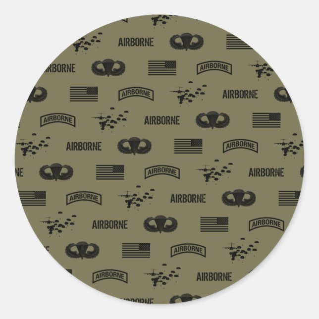 Sticker Rond Motif aéroporté (Vert) (Devant)