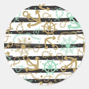 Sticker Rond Motif Ancre maritime