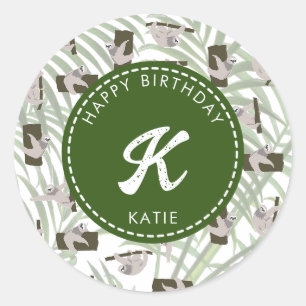 Sticker Rond Motif animal mignon en forêt sauvage Anniversaire