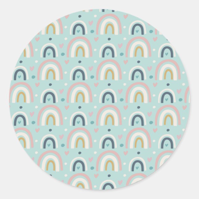 Sticker Rond Motif arc-en-ciel blanc mignon (Devant)