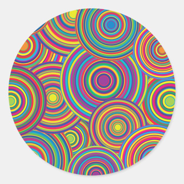 Sticker Rond Motif Arc-en-ciel rétro (Devant)