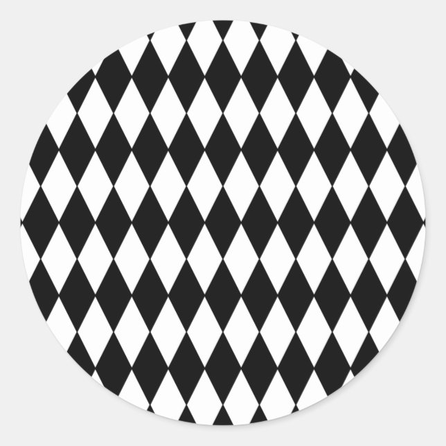 Sticker Rond Motif arlequin noir et blanc (Devant)