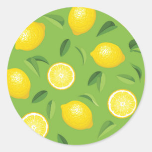 Sticker Rond Motif Arrière - plan aux citrons
