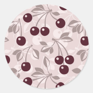 Sticker Rond Motif avec cerises 2