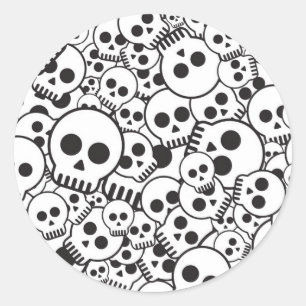 Sticker Rond Motif avec des crânes