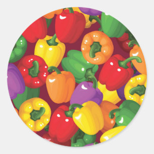 Sticker Rond Motif Bell Pepper