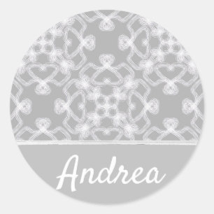 Sticker Rond Motif blanc et gris personnalisé
