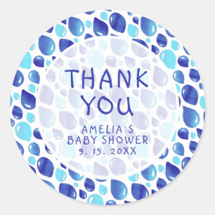 Sticker Rond Motif Bleu bébé Baby shower garçon