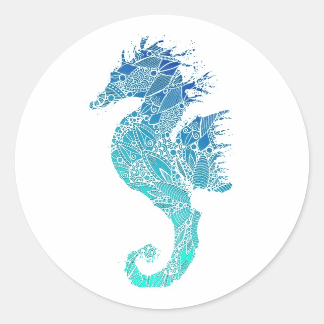 Sticker Rond Motif bleu Mandala (Devant)