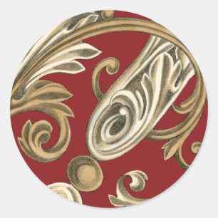 Sticker Rond Motif botanique élégant avec le feuillage bronzage