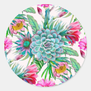 Sticker Rond Motif cactus
