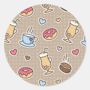 Sticker Rond Motif café