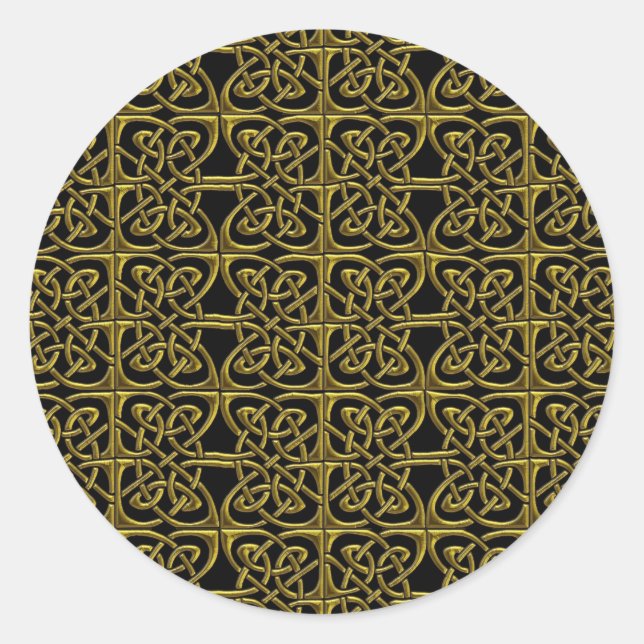Sticker Rond Motif Celtique Gold et Black Connecté Ovales (Devant)