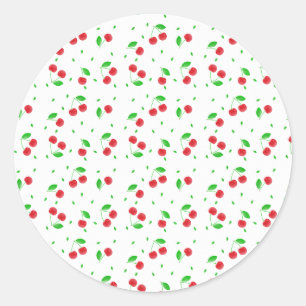 Sticker Rond Motif cerises rouges