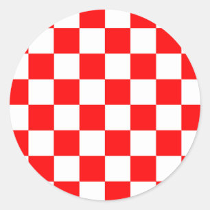 Sticker Rond Motif chèque À damiers blanc rouge