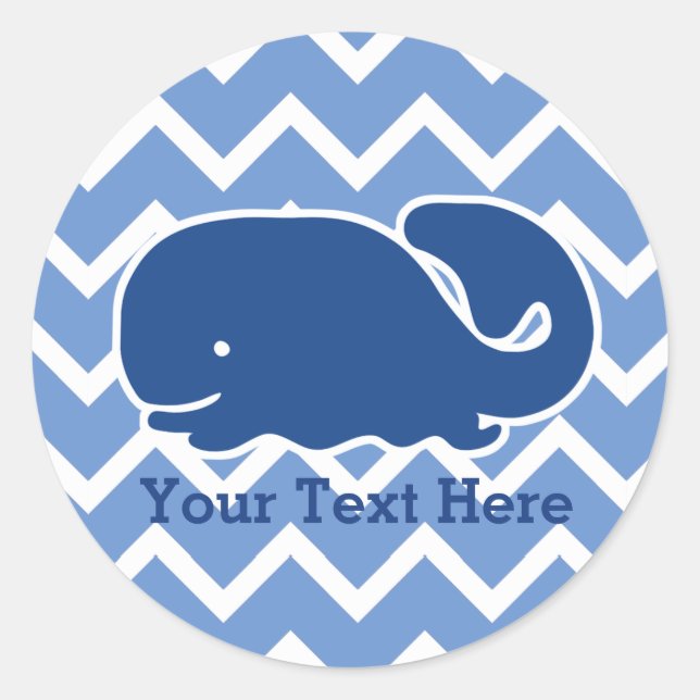 Sticker Rond Motif Chevron de baleine bleue marine personnalisé (Devant)